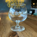 13oz brandy glass that we use for stouts. White fanghead printed.