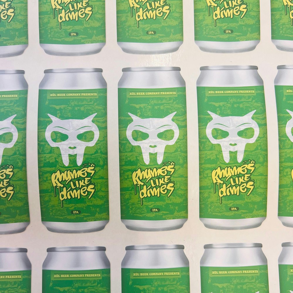 Can art sticker for our gold medal winning IPA, Rhymes Like Dimes.