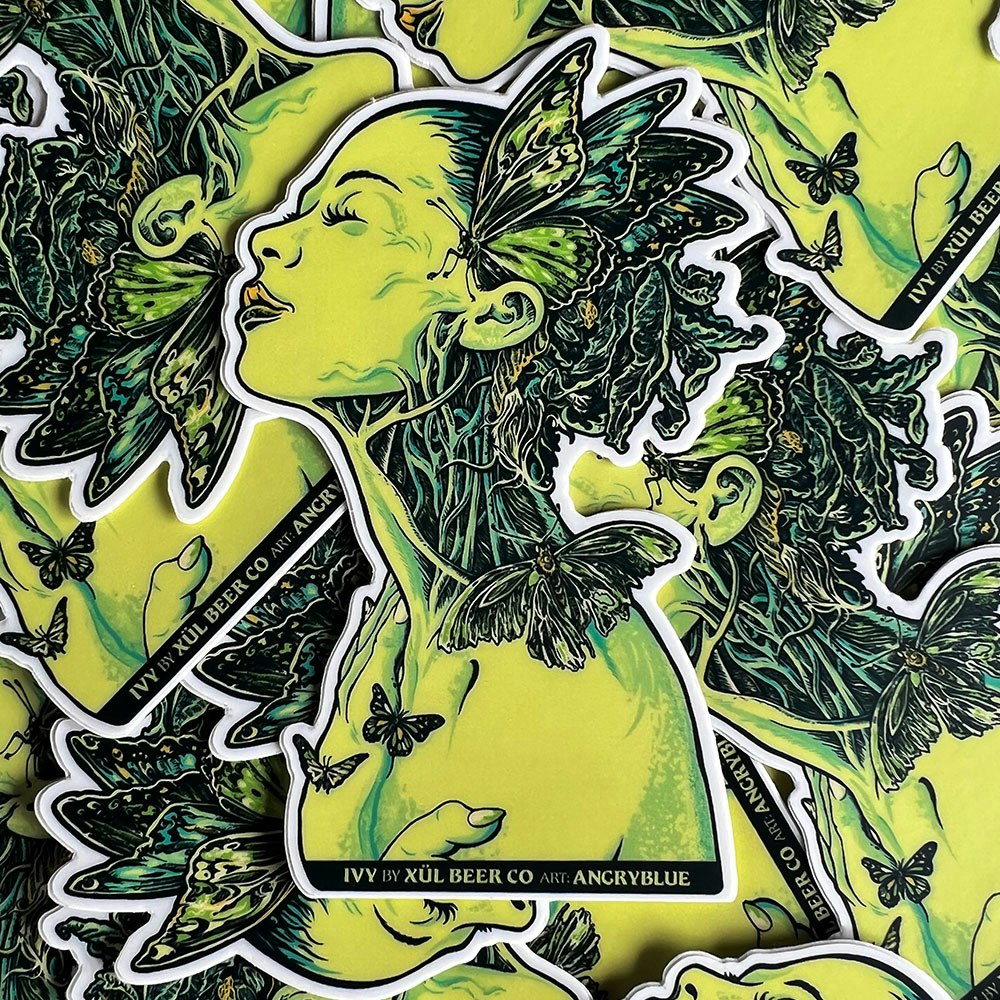 stack of green ivy stickers