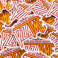 white and yellow pizza time logo sticker with red letters outlined