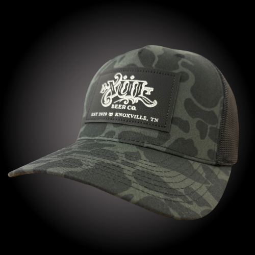 Black Camo Leather Patch Hat