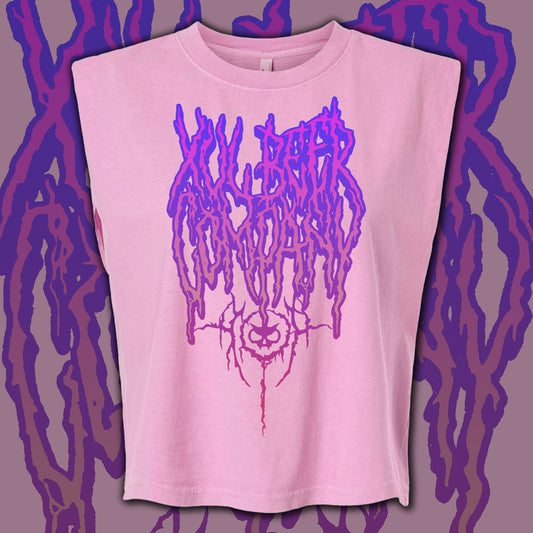 Ladies' Pink Death Metal Crop Tank