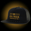 Xul Beer Company black and gold trucker.