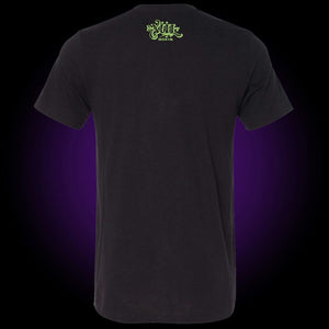 back of black Ivy shirt with our classic logo in green